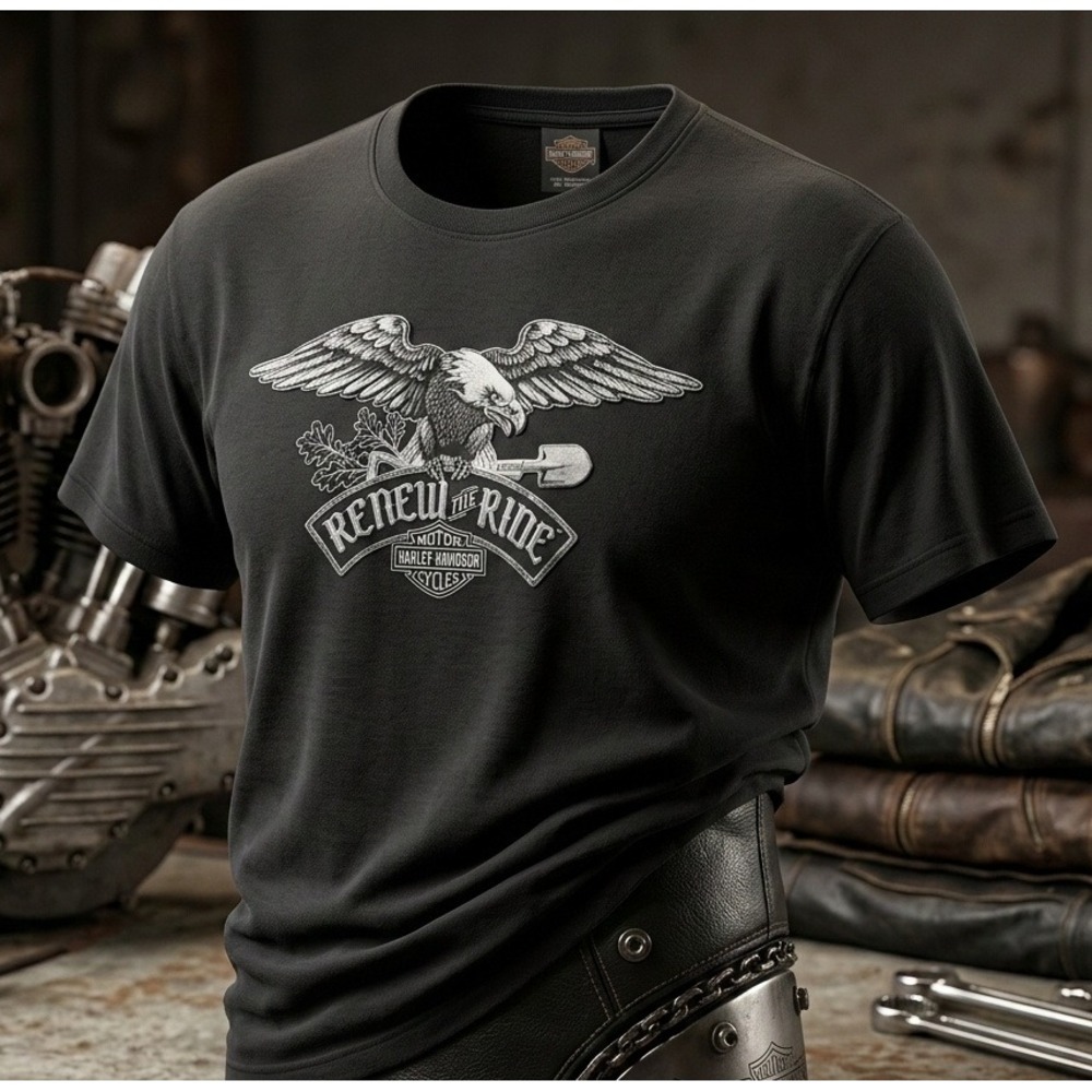 Harley-Davidson Renew The Ride Men's Short Sleeve Black T-Shirt. Size XXL